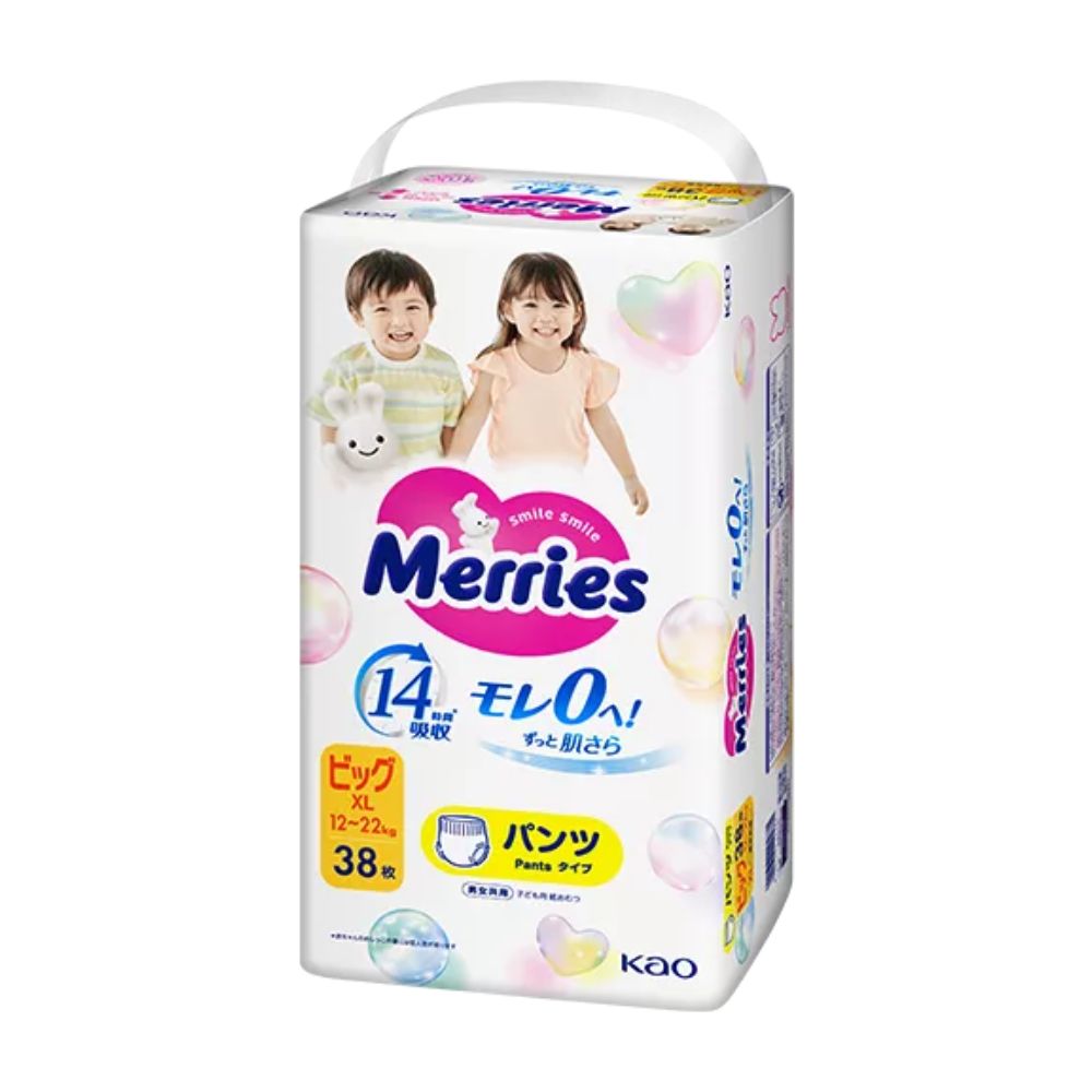 [Jumbo Pack] KAO Merries - Nappy Pants - Size XL - 38+2 Bonus pcs-Panda Kids and Baby