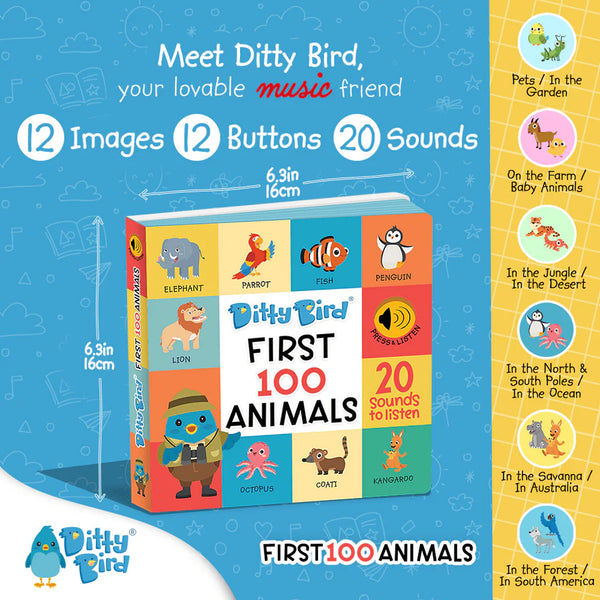 Ditty Bird - First 100 Animals USB-C Rechargeable
