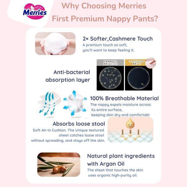 KAO Merries - First Premium - Large Nappy Pants for 9-14Kg - Size L -36 pieces