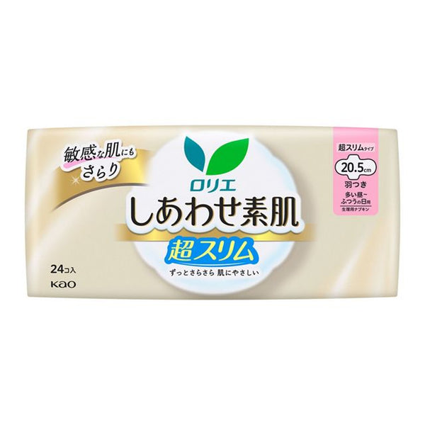 KAO Lauríer - Sanitary Napkins - Happy Bare Skin -Slim for Normal Day with Wings 20.5cm - 24pcs