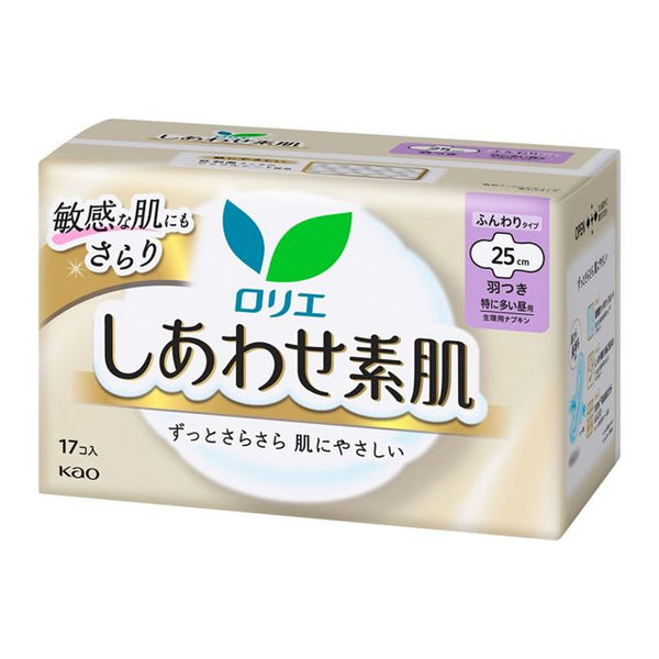 KAO Lauríer - Sanitary Napkins - Happy Bare Skin Especially for daytime use 25cm with wings 17 pieces