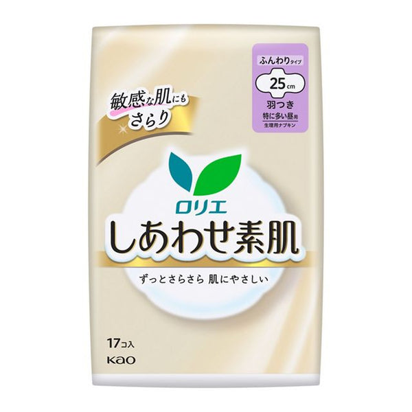 KAO Lauríer - Sanitary Napkins - Happy Bare Skin Especially for daytime use 25cm with wings 17 pieces
