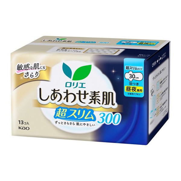 KAO Lauríer - Happy Bare Skin Super Slim Type  - for Day and Night Use 30cm With Wings 13 Pieces