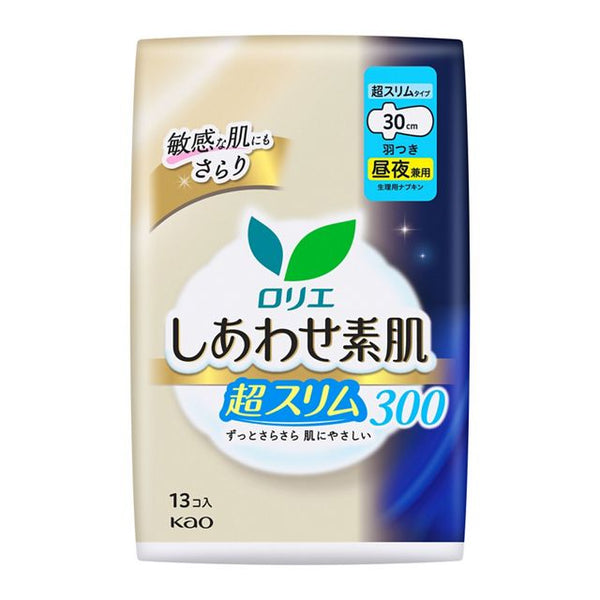 KAO Lauríer - Happy Bare Skin Super Slim Type  - for Day and Night Use 30cm With Wings 13 Pieces
