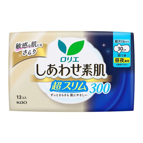 KAO Lauríer - Happy Bare Skin Super Slim Type  - for Day and Night Use 30cm With Wings 13 Pieces