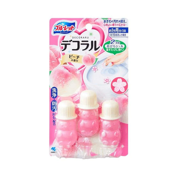 Kobayashi - Bluelet Decoral Toilet Air Freshener & Cleaner - Peach Scent (3 Count)