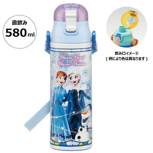 Skater - One Push Stainless Still Direct Drink Bottle with Mini Strap 580ml - Frozen Warm Heart Warm Wishes-Panda Kids and Baby