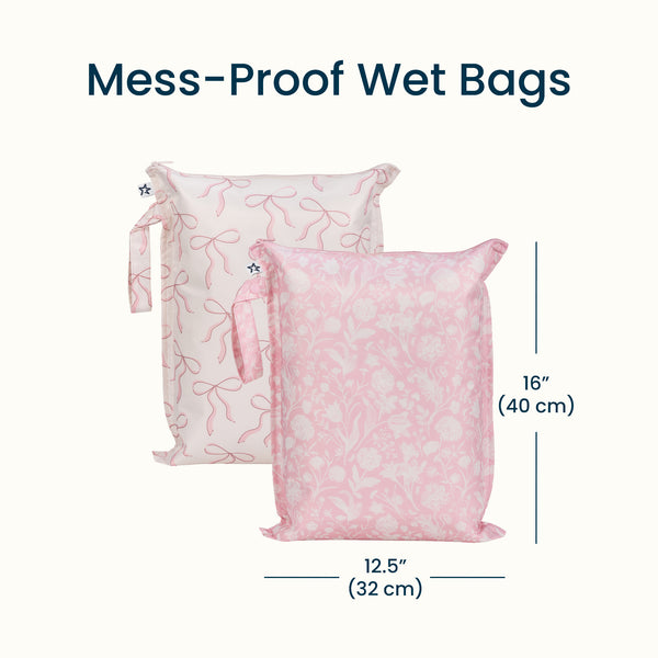 Tiny Twinkle - Waterproof Wet Dry Bags - 2 Pack Sets -  Bows & Toile