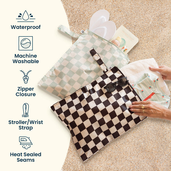 Tiny Twinkle - Waterproof Wet Dry Bags - 2 Pack Sets -  Bows & Toile