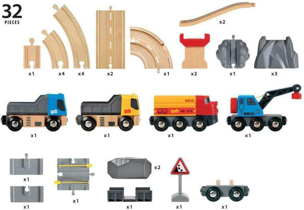 BRIO - Rail & Road Loading Set 32 pieces-Panda Kids and Baby