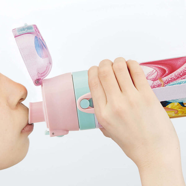 Skater - One Push Stainless Still Direct Drink Bottle with Mini Strap 470ml - Disney Princesses Believe in Friendship-Panda Kids and Baby