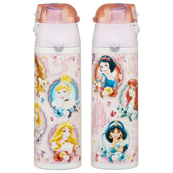 Skater - One Push Stainless Still Direct Drink Bottle with Mini Strap 580ml - Disney Princess-Panda Kids and Baby