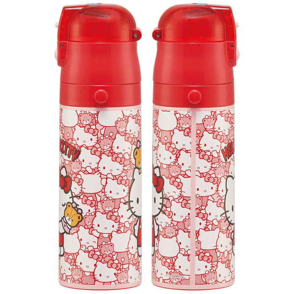 Skater - One Push Stainless Still Direct Drink Bottle with Mini Strap 470ml - Hello Kitty-Panda Kids and Baby