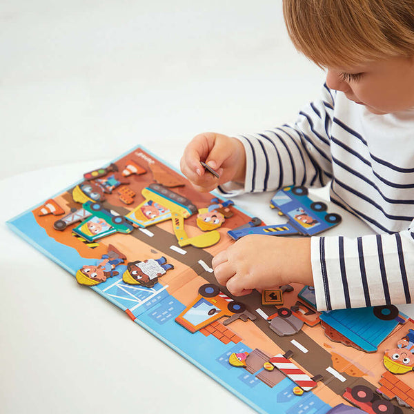 Janod - Building Site Magnetic Story-Panda Kids and Baby