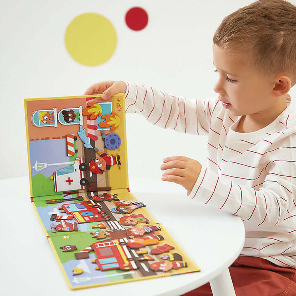 Janod - Firefighters Magnetic Story-Panda Kids and Baby