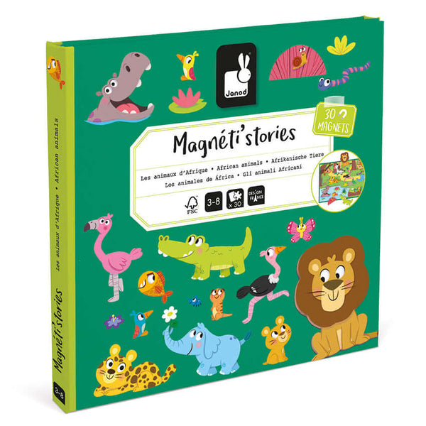 Janod - Safari Animals Magnetic Story-Panda Kids and Baby