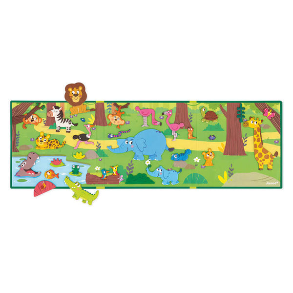 Janod - Safari Animals Magnetic Story-Panda Kids and Baby