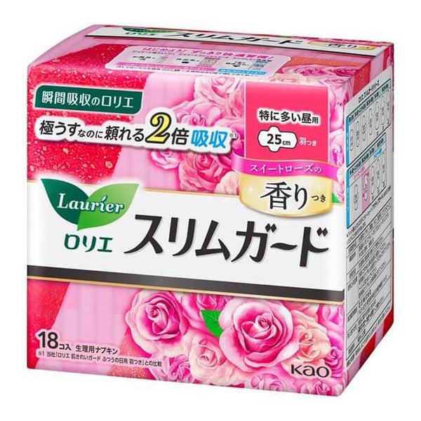 KAO - Lauríer Slim Guard Sweet Rose Scent for heavy flow during the day, 18 pieces-Panda Kids and Baby