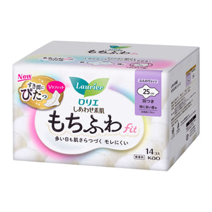 KAO Laurier - Happy Skin Mochifuwa Fit For Heavy Flow Daytime Use 25cm 14 Pieces-Panda Kids and Baby