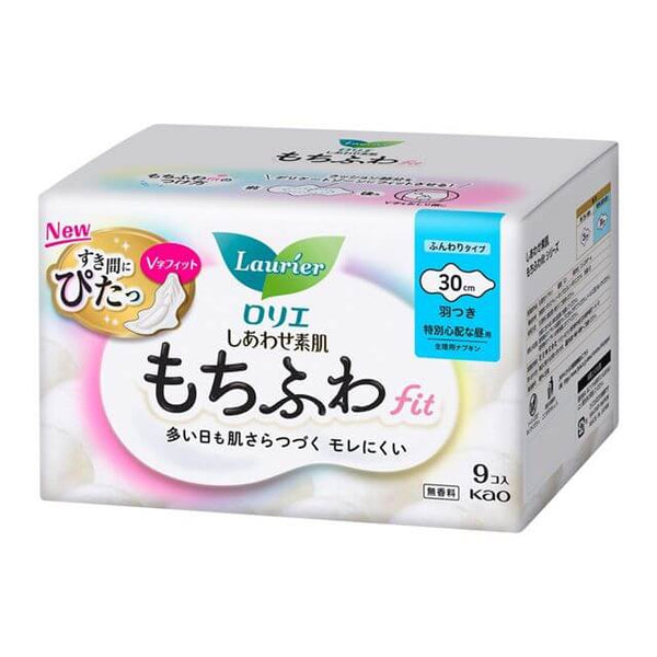 KAO Laurier - Happy Skin Mochifuwa Fit Special Daytime Use 30cm with Wings 9 Pieces-Panda Kids and Baby