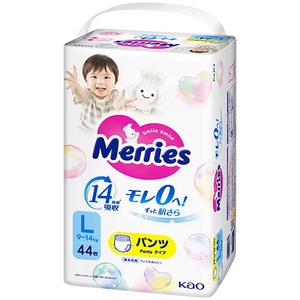 [Jumbo Pack] KAO Merries - Nappy Pants - Size L - 44+2 Bonus pcs-Panda Kids and Baby
