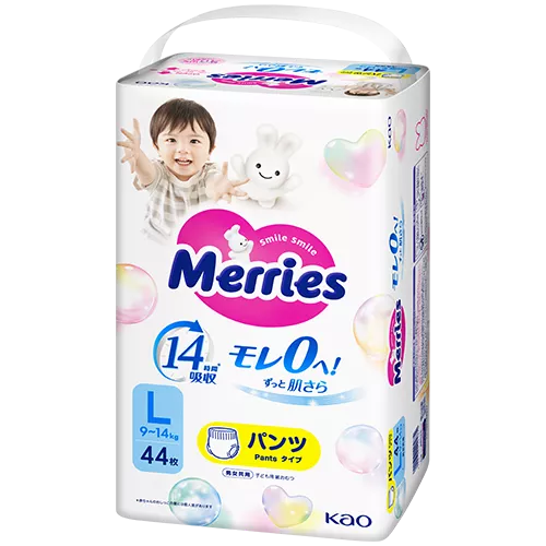 [Jumbo Pack] KAO Merries - Nappy Pants - Size L - 44+2 Bonus pcs-Panda Kids and Baby