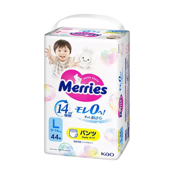 [Jumbo Pack] KAO Merries - Nappy Pants - Size L - 44+2 Bonus pcs-Panda Kids and Baby