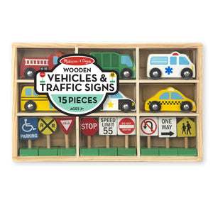 Melissa & Doug - Wooden Traffic Signs and Vehicles-Panda Kids and Baby