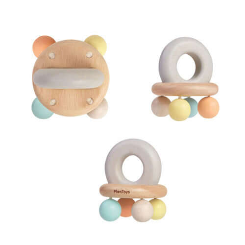 PlanToys - Bell Rattle - Pastel-Panda Kids and Baby