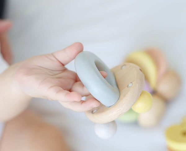 PlanToys - Bell Rattle - Pastel-Panda Kids and Baby