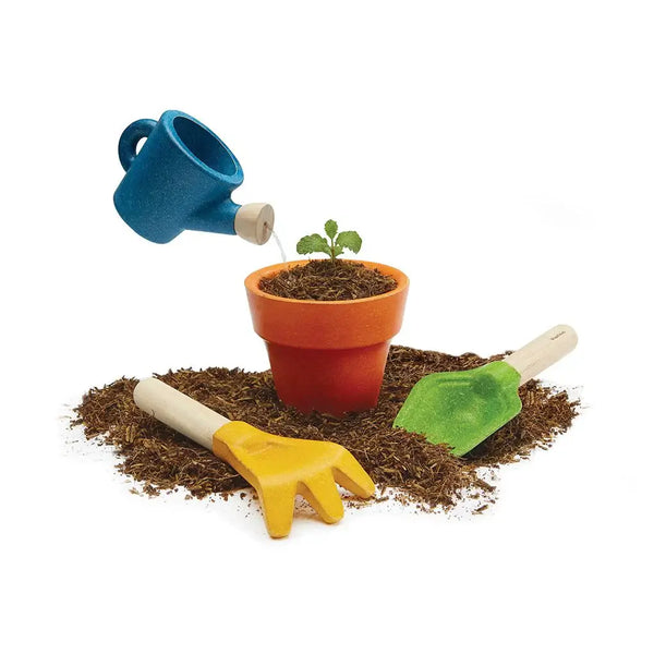 PlanToys - Gardening Set-Panda Kids and Baby