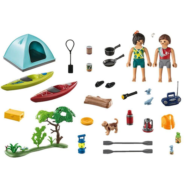 Playmobil - Campsite with Campfire-Panda Kids and Baby