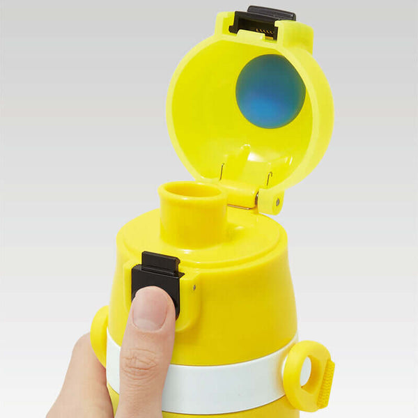 Skater - One Push Stainless Still 2 WayDrink Bottle 470ml for Direct Drink or 430ml with Cup - Pikachu-Panda Kids and Baby