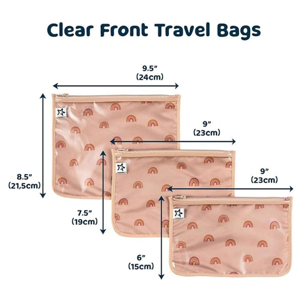 Tiny Twinkle - Clear Travel Bags - 3 Pack Set - Boho Rainbow-Panda Kids and Baby