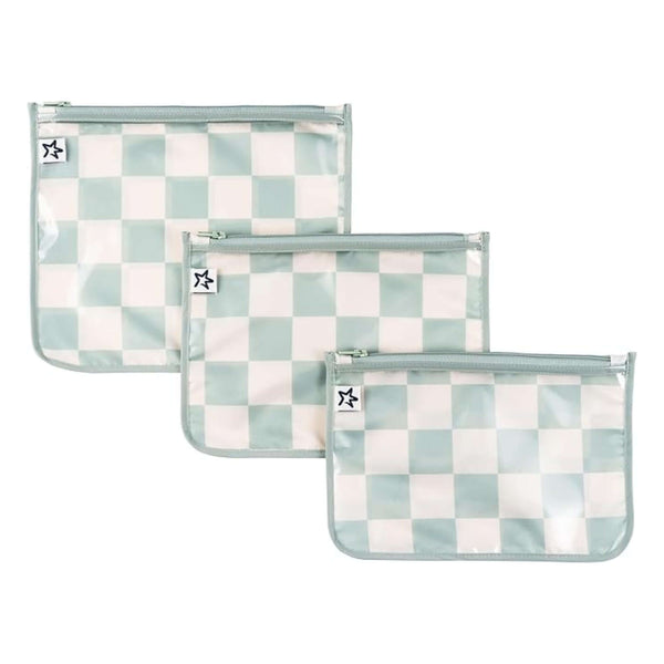 Tiny Twinkle - Clear Travel Bags - 3 Pack Sets - Sage Checkers-Panda Kids and Baby
