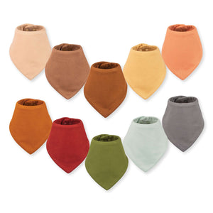 Tiny Twinkle - Kaffle Bandana Bib 10 Pack - Grey Green & Brown-Panda Kids and Baby