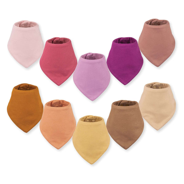 Tiny Twinkle - Kaffle Bandana Bib 10 Pack - Pink & Brown-Panda Kids and Baby
