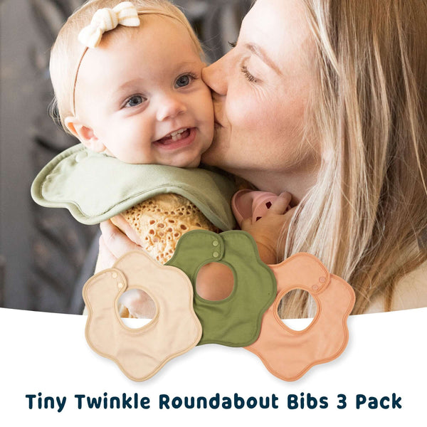 Tiny Twinkle - Kaffle Roundabout Bib 3 Pack - Light Netural Set-Panda Kids and Baby