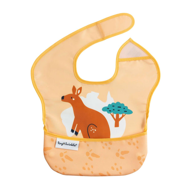 Tiny Twinkle - Mess-Proof Easy Bib - Kangaroo Cinnamon-Panda Kids and Baby