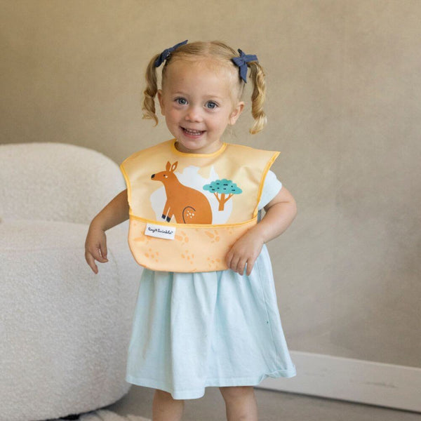 Tiny Twinkle - Mess-Proof Easy Bib - Kangaroo Cinnamon-Panda Kids and Baby