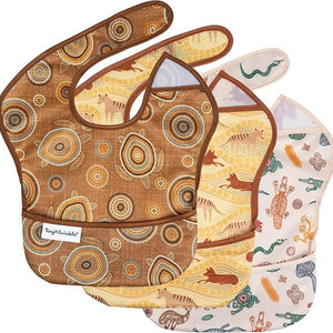 Tiny Twinkle - Mess-Proof Easy Bib Pack of 3 - Aboriginal Prints-Panda Kids and Baby