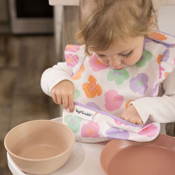 Tiny Twinkle - Mess-Proof Easy Bib Pack of 3 - Floral Pop-Panda Kids and Baby