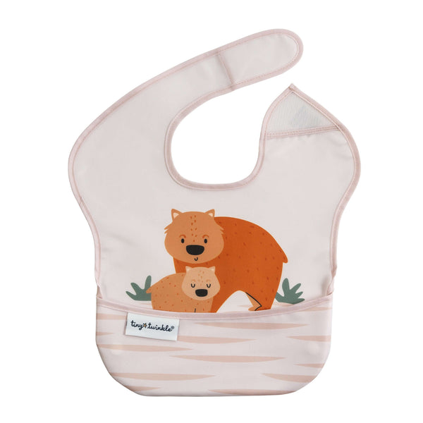 Tiny Twinkle - Mess-Proof Easy Bib - Wombat Beige-Panda Kids and Baby