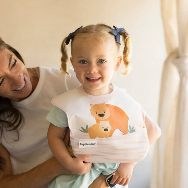 Tiny Twinkle - Mess-Proof Easy Bib - Wombat Beige-Panda Kids and Baby