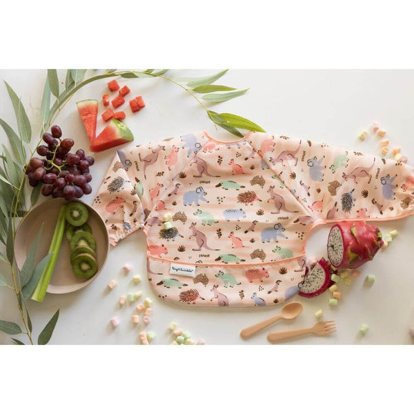 Tiny Twinkle - Mess Proof Long Sleeve Bibs - Aussie Animals Pink-Panda Kids and Baby