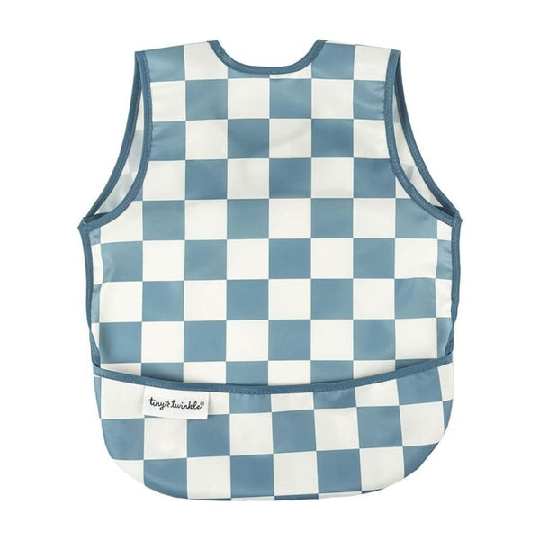 Tiny Twinkle - Mess-proof Apron Bib - Blue Checker-Panda Kids and Baby