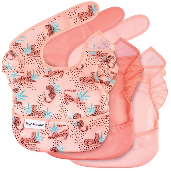 Tiny Twinkle - Mess-proof Easy Bib 3 Pack - Leopard-Panda Kids and Baby
