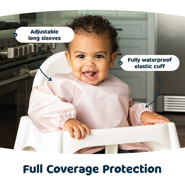 Tiny Twinkle - Mess-proof Full Long Sleeve Bib 2 Pack - Rose, Burgundy-Panda Kids and Baby