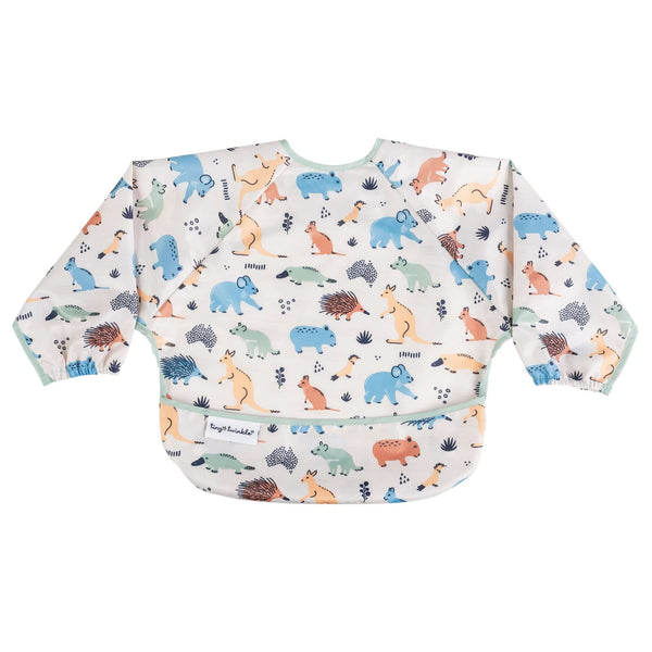 Tiny Twinkle - Mess-proof - Long Sleeved Bib Aussie Animal Sage-Panda Kids and Baby