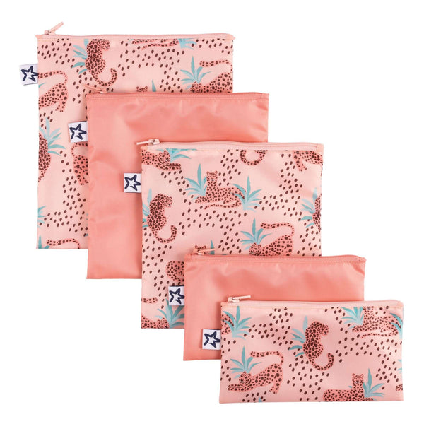 Tiny Twinkle - Mess-proof Snack Bag 5 Pack - Leopard-Panda Kids and Baby